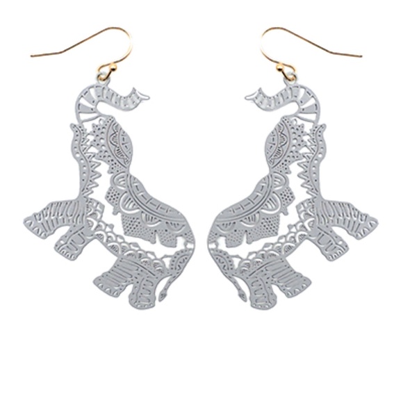 Color Coated Elephant Filigree Earrings - Picture 2 of 2